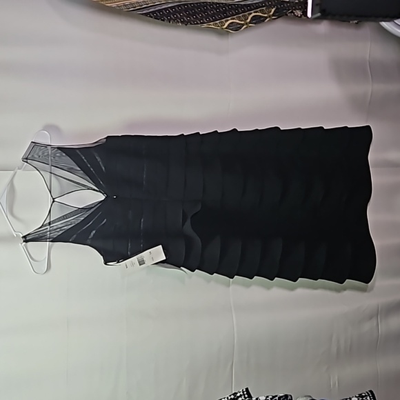 Eliza J NWT Black & Sheer Tiered Sheath Dress - Picture 5 of 6